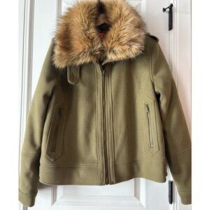 Joe Fresh Olive Green Faux Fur Collar Jacket - Large